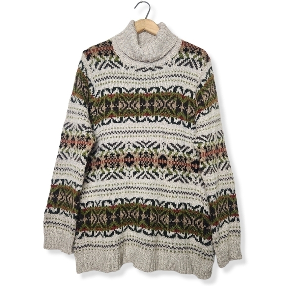 Vintage Women's Chunky Knit Turtleneck Oversized Sweater Large - Picture 2 of 14